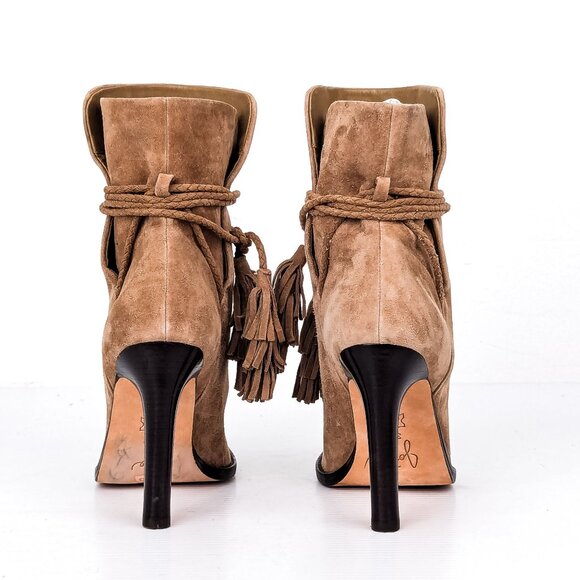 Joie Women Chap Taupe Soft Suede Tassel Slip-on Ankle Boots sz 7US EUR37 - Picture 4 of 8